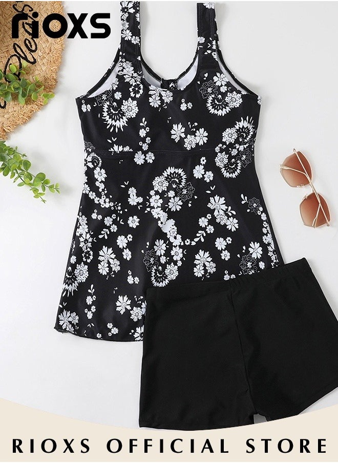 RIOXS - Womens Tankini Swimsuits Two Piece Tummy Control Bathing Suits Ruffle Swim Tank Top with Shorts Swimwear - Image 1