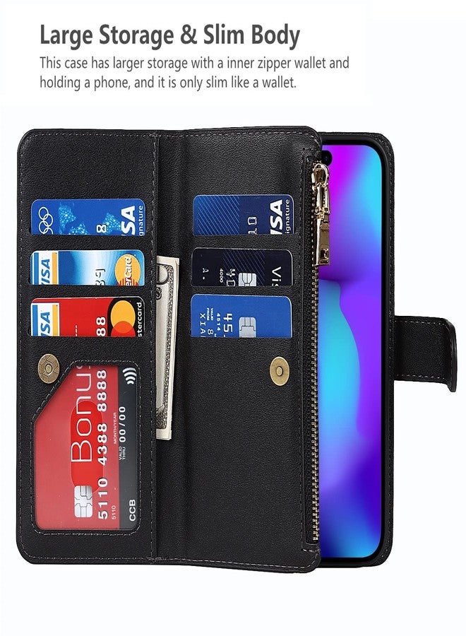 iCoverCase Compatible with iPhone 14 Pro Crossbody Case with Strap for Women, Wallet Phone Case with Card Holder, Zipper Purse PU Leather Flip Cover Case 6.1 Inch (Black) - Image 4