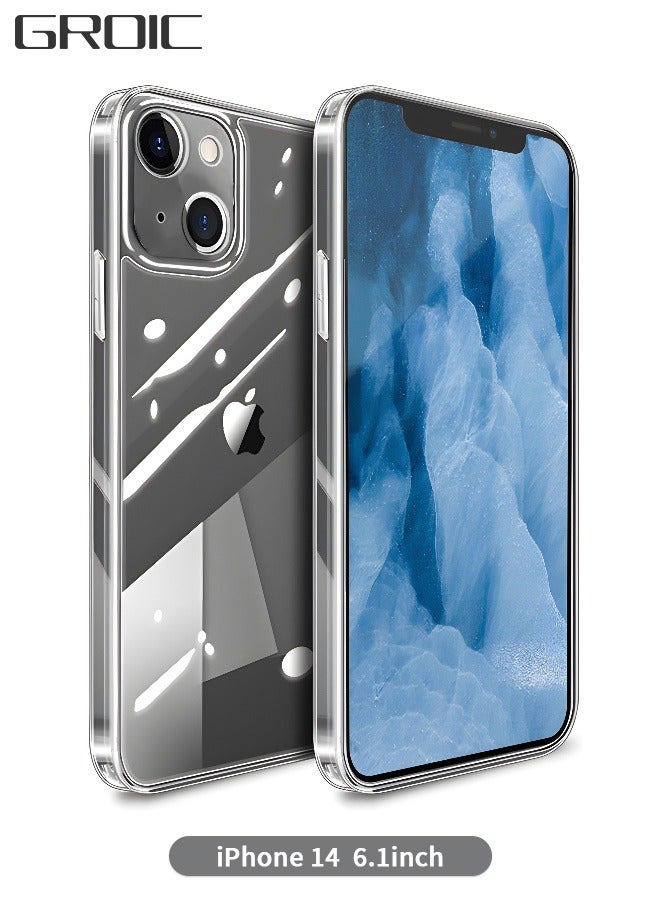 GROIC IPhone 14 Case 6.1 Inch,[Not Yellowing] [Drop Protection],Slim Thin Clear Cover,Tempered Glass Shockproof Phone Bumper Cover, Anti-Scratch Clear Back  - Image 1