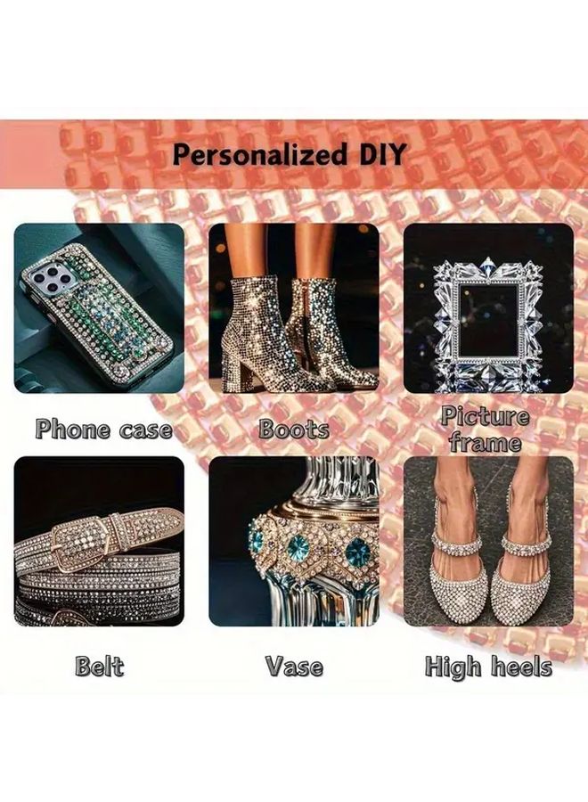 Champagne Rhinestone Trim Chain Crystal Like Decoration Elegant Sewing Embellishment For Diy Craft Costume Making Edging With Ss8 5 2 5mm Size Options 1 Roll 10 Yards 9 8 Meters Noon - Image 2