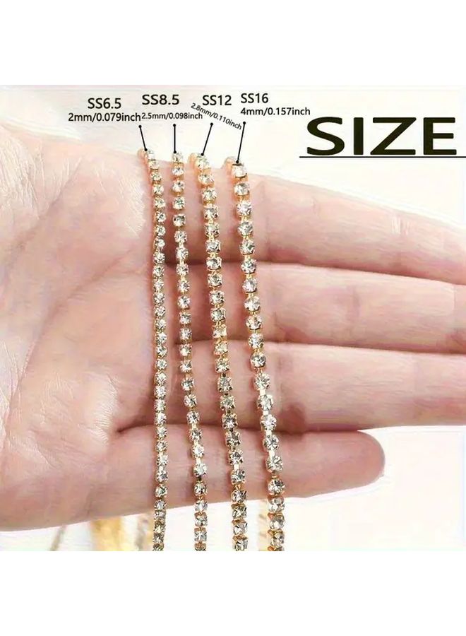 Champagne Rhinestone Trim Chain Crystal Like Decoration Elegant Sewing Embellishment For Diy Craft Costume Making Edging With Ss8 5 2 5mm Size Options 1 Roll 10 Yards 9 8 Meters Noon - Image 3