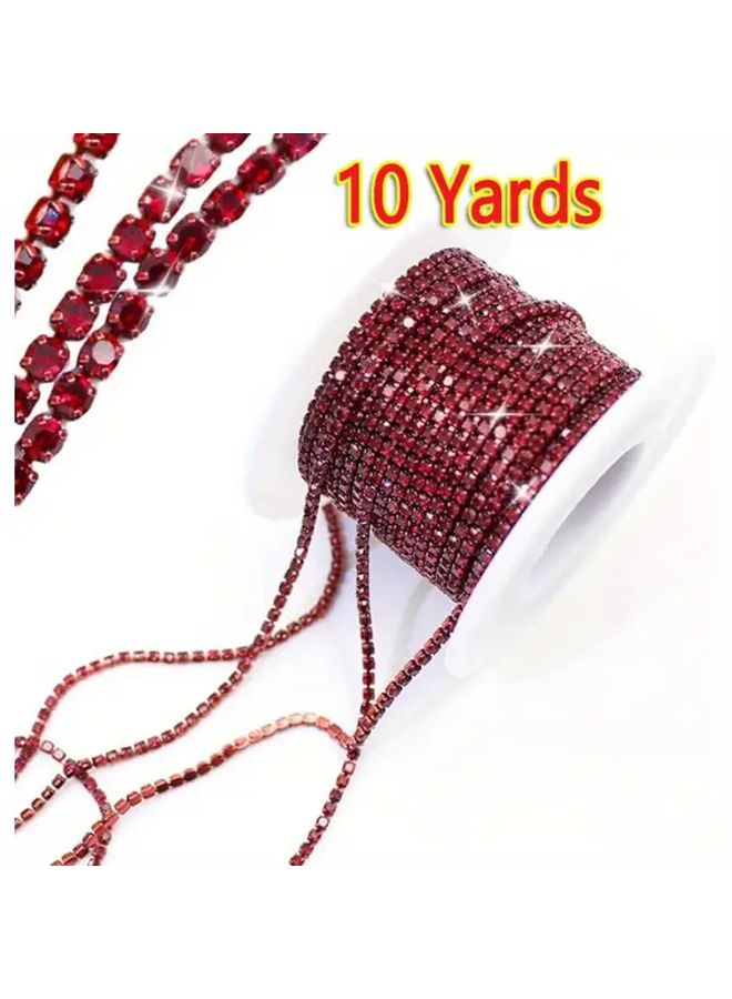 Champagne Rhinestone Trim Chain Crystal Like Decoration Elegant Sewing Embellishment For Diy Craft Costume Making Edging With Ss8 5 2 5mm Size Options 1 Roll 10 Yards 9 8 Meters Noon - Image 1
