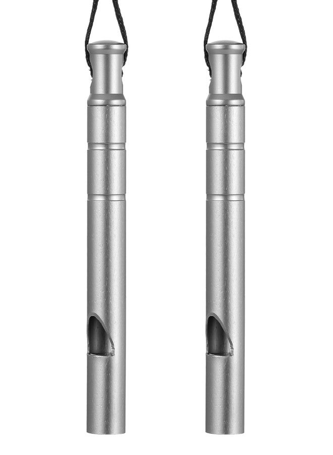 ElevateTech 2Pcs Titanium Emergency Whistle, 120db Safety Whistle with Lanyard Suitable for Camping Hiking Pet Training Coaching Sports Carry It Anywhere Hang Around Your Neck (Silver) - Image 1