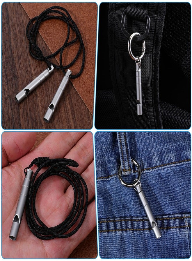 ElevateTech 2Pcs Titanium Emergency Whistle, 120db Safety Whistle with Lanyard Suitable for Camping Hiking Pet Training Coaching Sports Carry It Anywhere Hang Around Your Neck (Silver) - Image 4