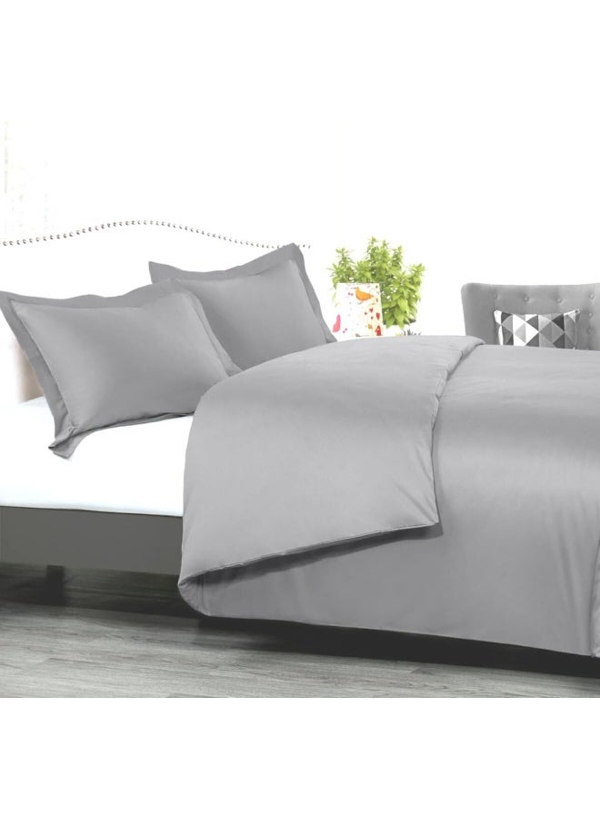 PanaX Pure Cotton Duvet Cover 260X220Cm With 2 Pillow Case 50X100Cm, With 4" Hem (Light Grey, King) - Image 4