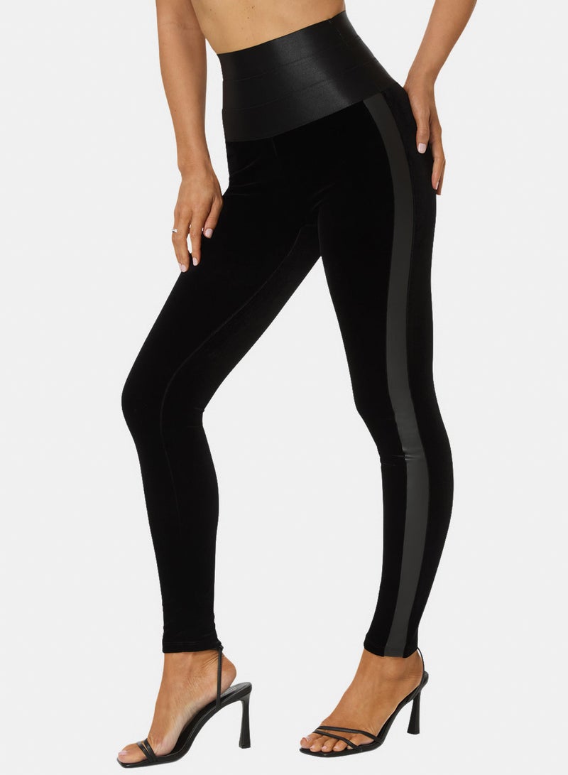 bebe High Waist Elastic Waistband Velour Legging - Image 2