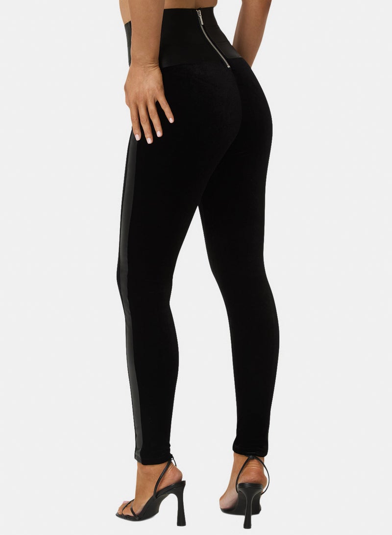 bebe High Waist Elastic Waistband Velour Legging - Image 3