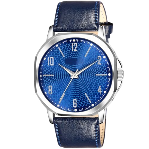 Acnos Fashion Analog Watch Blue Dial Case Men's Watch Leather Multi Color Band Quartz Movement Scratch-Resistant - Image 4