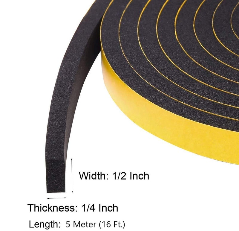 G-Charge High Density Self Adhesive(Strong Unique Grid) 'EPDM' Foam Seal Tape, Weather Stripping Doors and Window Insulation Soundproofing (1/2"(W) x 1/4"(T) x 5 Mtr.(L), 1) - Image 2
