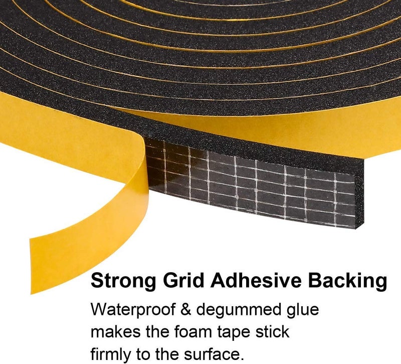G-Charge High Density Self Adhesive(Strong Unique Grid) 'EPDM' Foam Seal Tape, Weather Stripping Doors and Window Insulation Soundproofing (1/2"(W) x 1/4"(T) x 5 Mtr.(L), 1) - Image 3
