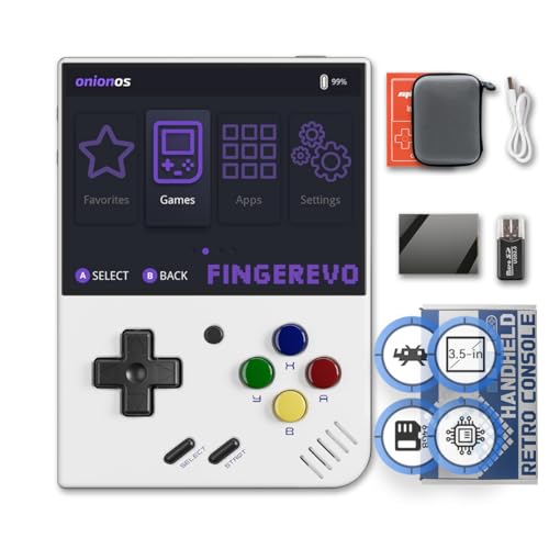 FINGEREVO Miyoo Mini Plus OnionOS Handheld Game Console 35inch 640480 Screen 3000mAh Miyoomini with Portable Case White - Image 1
