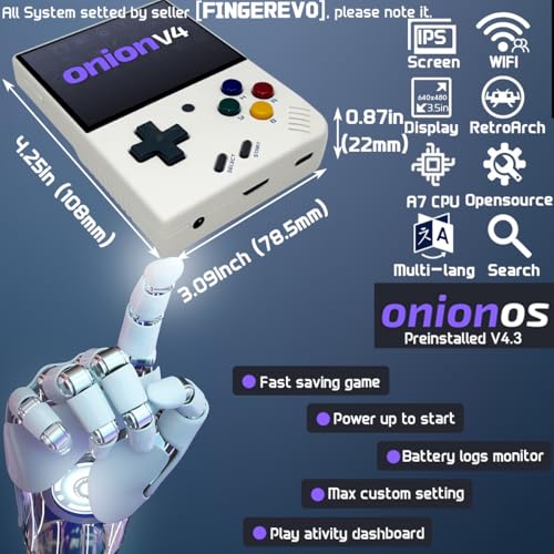 FINGEREVO Miyoo Mini Plus OnionOS Handheld Game Console 35inch 640480 Screen 3000mAh Miyoomini with Portable Case White - Image 5