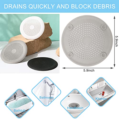 QiyuanLS 2 Pack Shower Drain Hair Catcher, Silicone Drain Cover with Suction Cup,Shower Drain Protector Drain Strainer Hair Stopper for Kitchen Bathroom Bathtub Sink(New Black 2Pack) - Image 2
