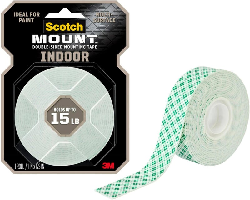 Scotch Mount Indoor Double-Sided Mounting Tape - 1 in x 125 in (25.4mm x 1.17m) - Holds up to 15 lbs - Multi-Surface Adhesive - Image 1