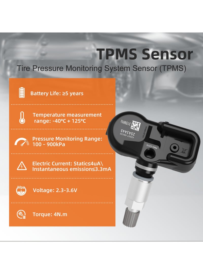 4-Pack 315MHz TPMS Sensors for Toyota and Lexus, Compatible with Camry, Corolla, RAV4, ES, GX, LC, LX, Replaces PMV-C015 and 4260706020 - Image 2