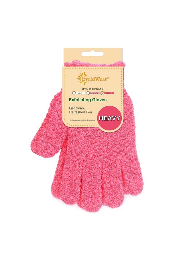 Evridwear Exfoliating Gloves For Shower 100% Nylon Thick Soft Medium Heavy Bathing Gloves Dead Skin Remover Body Scrubber Smooth Skin With Hang Loop 1 Pair Heavy Hot Pink  - Image 1