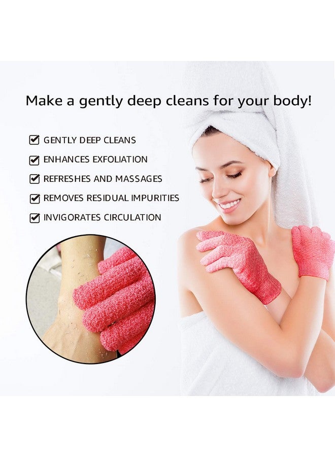 Evridwear Exfoliating Gloves For Shower 100% Nylon Thick Soft Medium Heavy Bathing Gloves Dead Skin Remover Body Scrubber Smooth Skin With Hang Loop 1 Pair Heavy Hot Pink  - Image 3