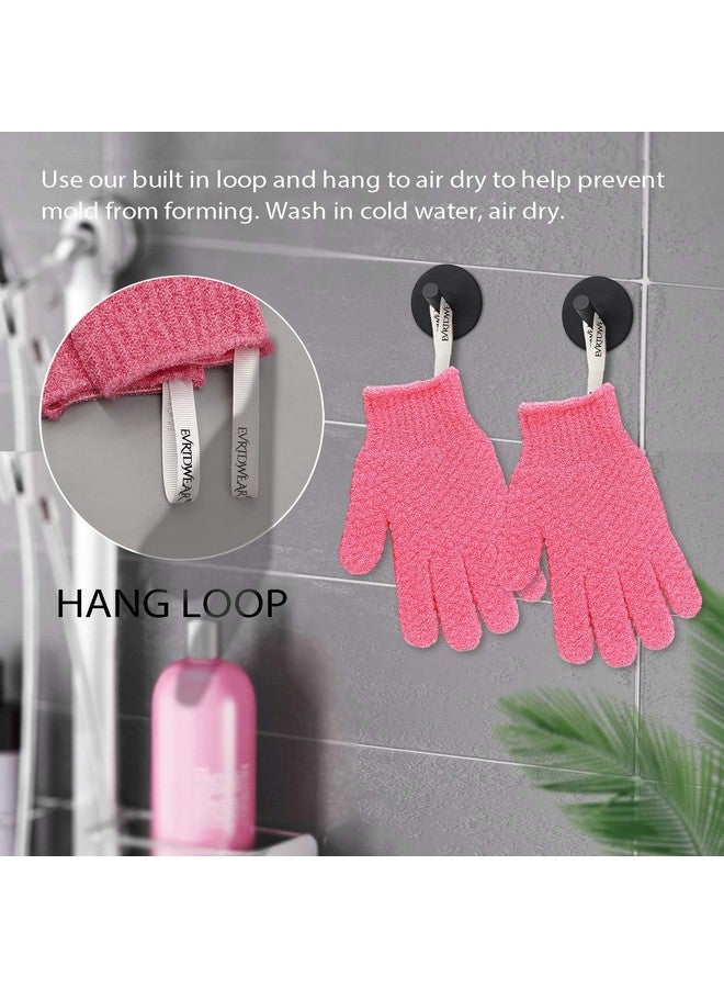 Evridwear Exfoliating Gloves For Shower 100% Nylon Thick Soft Medium Heavy Bathing Gloves Dead Skin Remover Body Scrubber Smooth Skin With Hang Loop 1 Pair Heavy Hot Pink  - Image 4
