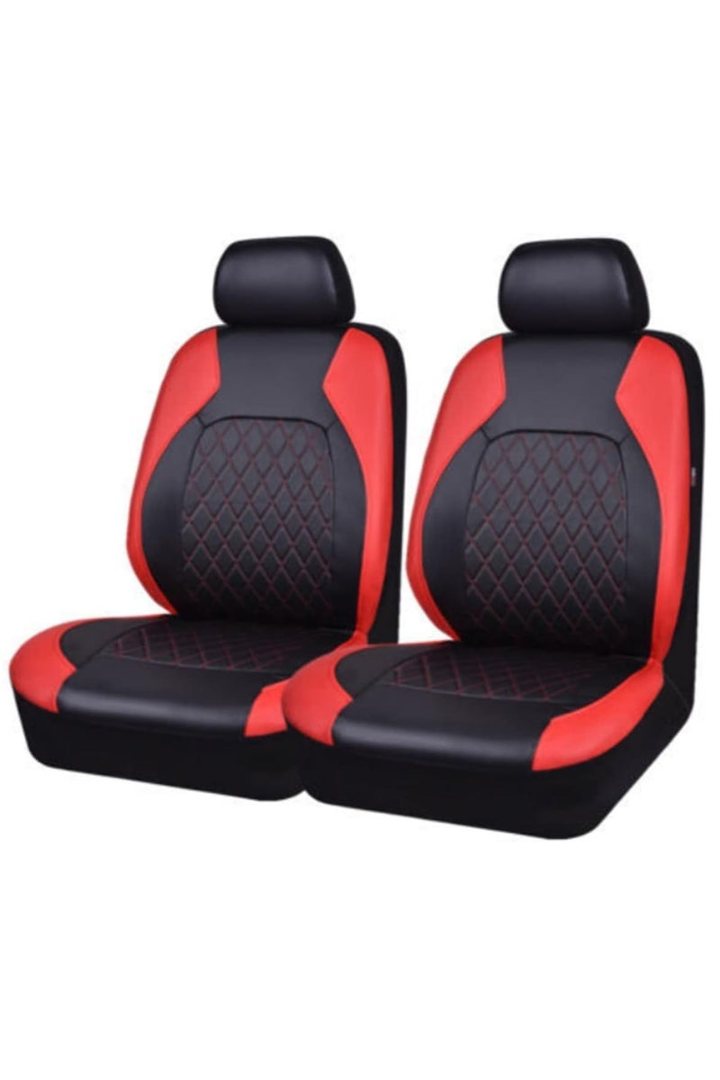 KYD 9 Pieces Universal Car Seat Covers Set, Black & Red PU Leather Auto Seat Protectors Full Set for Most Vehicle - Image 2