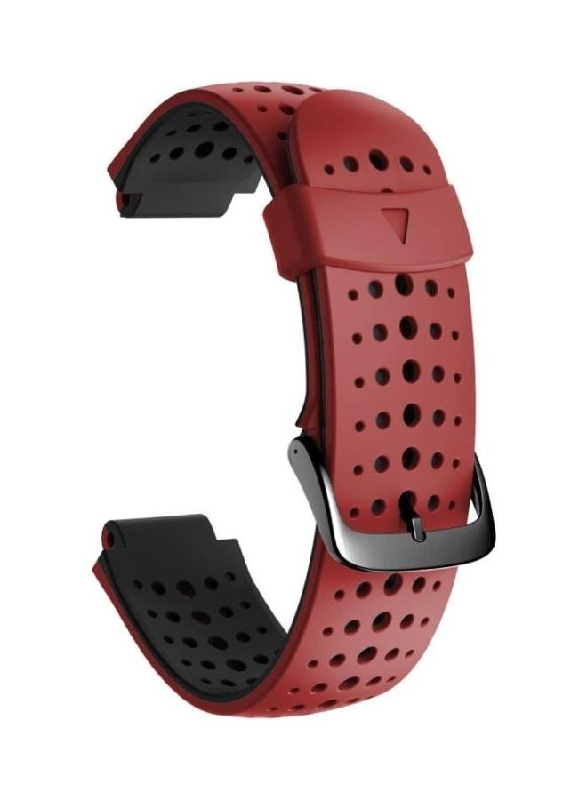 NIBEMINENT Two-Colour Silicone Replacement Strap Watchband For Garmin Forerunner 220 Red/Black - Image 1