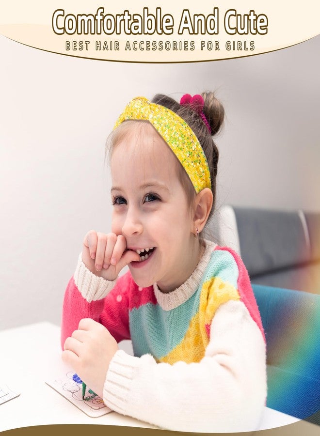 BLAAROOM Glitter Knotted Headband for Girls, Wide Sparkly Sequin Little Girl Headbands, Hair Bands Accessories Stocking Stuffers Teen Girl Gifts - Yellow - Image 4
