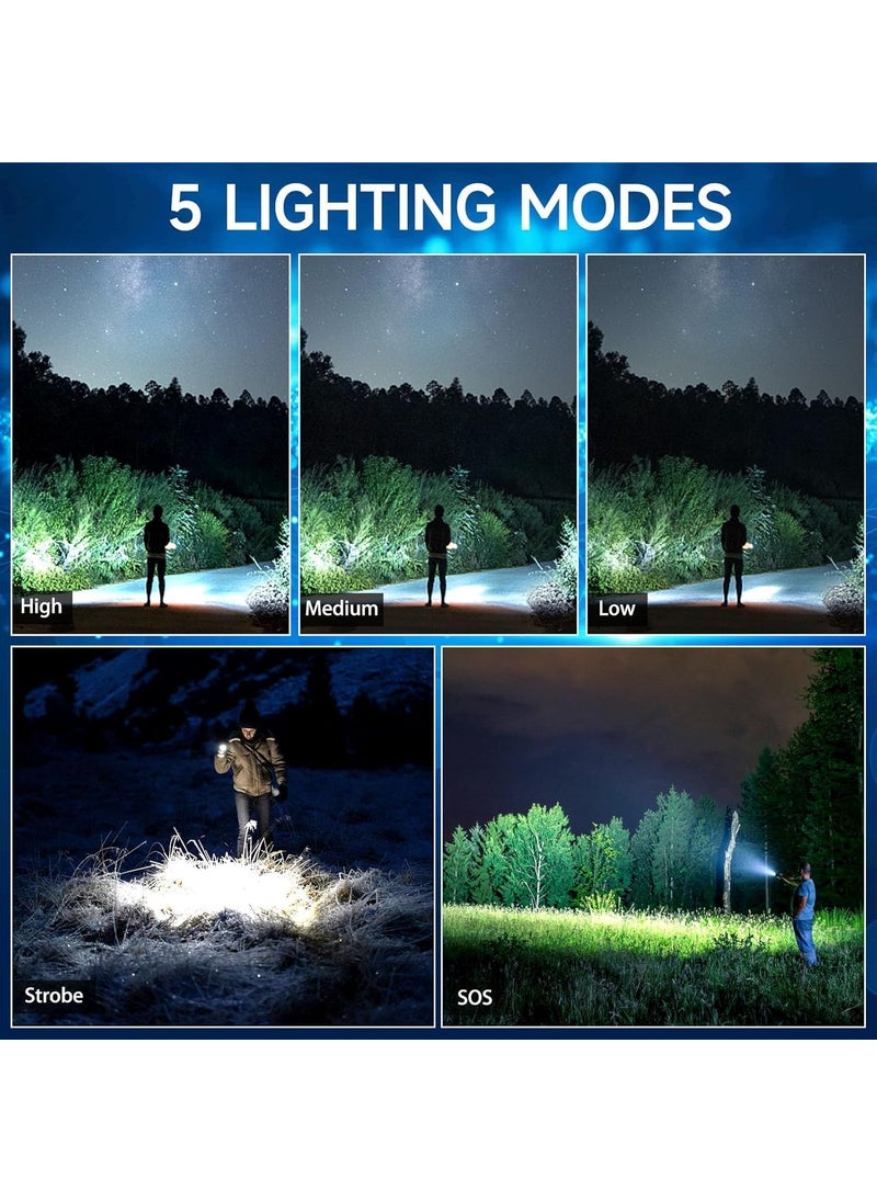 Deoxys Deoxys Rechargeable LED Flashlight 250000 High Lumens Super Bright Handheld Flashlights Powerful Waterproof Tactical Flashlights with Zoomable 5 Modes for Emergencies Camping  - Image 4