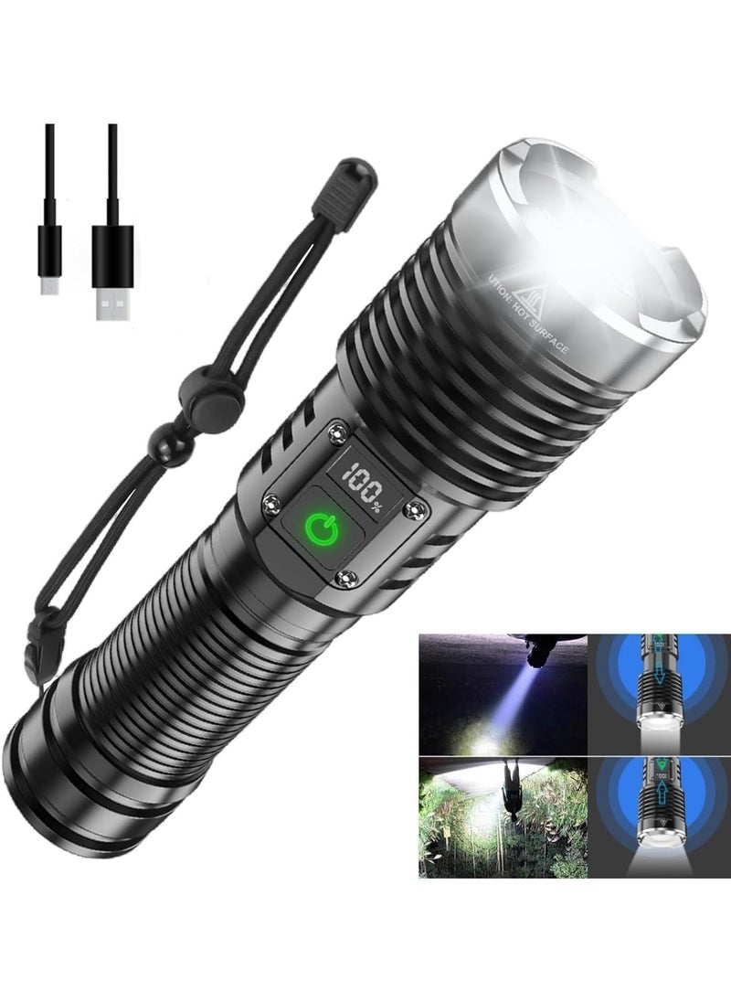 Deoxys Deoxys Rechargeable LED Flashlight 250000 High Lumens Super Bright Handheld Flashlights Powerful Waterproof Tactical Flashlights with Zoomable 5 Modes for Emergencies Camping  - Image 1