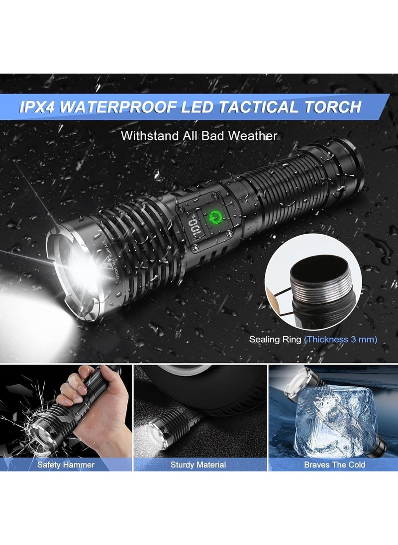 Deoxys Deoxys Rechargeable LED Flashlight 250000 High Lumens Super Bright Handheld Flashlights Powerful Waterproof Tactical Flashlights with Zoomable 5 Modes for Emergencies Camping  - Image 3