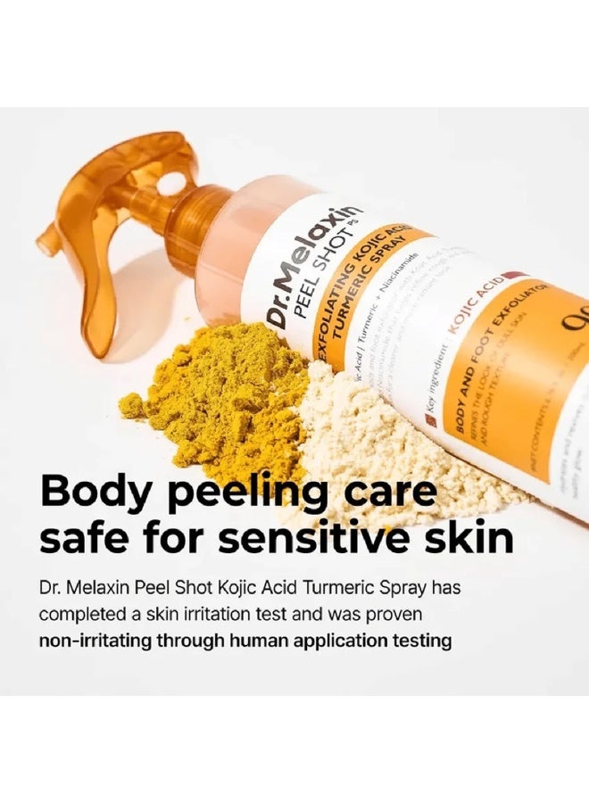 Dr. Melaxin Peel Shot Kojic Acid Turmeric Exfoliating Body Spray 200ml – Advanced Body and Foot Care Formula with Kojic Acid, Turmeric and Niacinamide for Smoother, Brighter, More Radiant-Looking Skin - Image 3