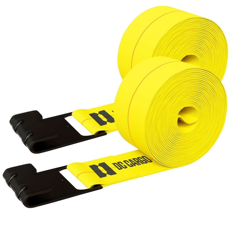 DC Cargo Mall Truck Straps 4 inch X 30 Straps for Flatbed Trailer Heavy Duty TieDowns wFlat Hooks 2Pack 16500 lbs Break Strength WLL 5500 lbs