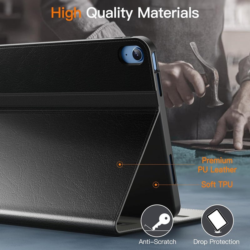 Jetech Case For Ipad A16 11Th/10Th Generation 2025/2022 , Pu Leather Business Folio Protective Tablet Cover With Pencil Holder & Pocket, Multi-Angle Viewing Black - Image 3