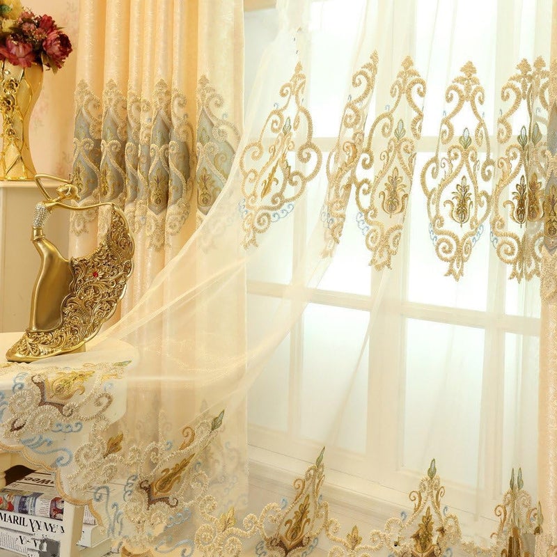 MYRU European Style Living Room Curtains Luxury Tulle Curtains (Sheer Curtains, 2 Panels 52 inches by 90 inches) - Image 1