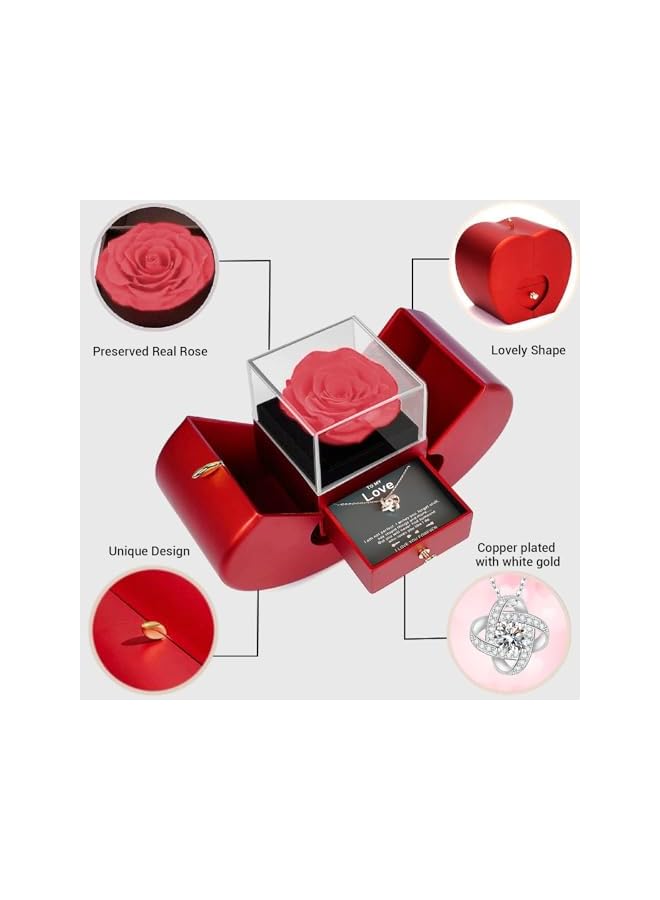 Green Tiger Preserved Pink Rose with Necklace, Gifts for Girlfriend, Women, Mom, Wife, Gifts Idea on Christmas, Valentine's Day, Mother's Day, Birthday, Anniversary, Thanksgiving - Image 3