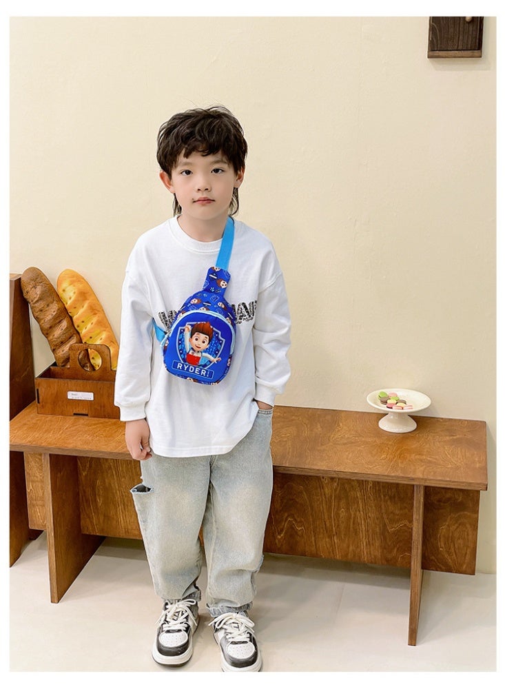 باو بترول حقيبة كروس بودي آمنة للأطفال مقاومة للعرق بنمط دورية المخلب باللون الأصفر، حقيبة خصر صغيرة خفيفة الوزن مطبوعة برسومات كرتونية، مناسبة لحقيبة الصدر الرياضية للأطفال في سن المدرسة - Image 2