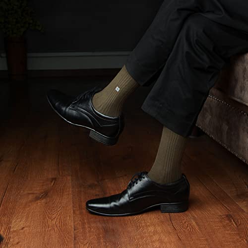 Bonjour Men's Cosmic Ribbed Formal Full Length Business/Office Premium Cotton Socks Giftbox- Cream - Image 2