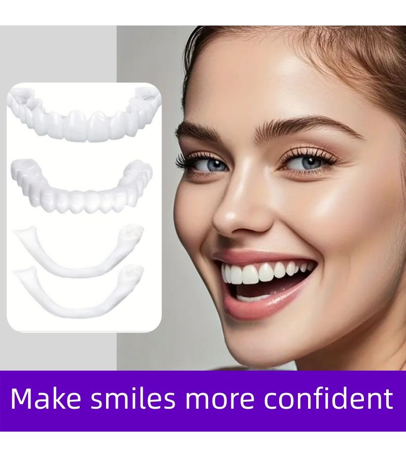 5Pcs Set Decorative Denture With 1 Upper Tooth 1 Lower Tooth 2 Teething Rings And 1 Storage Box Odorless Plastic Model For Upper And Lower Jaws - Image 3
