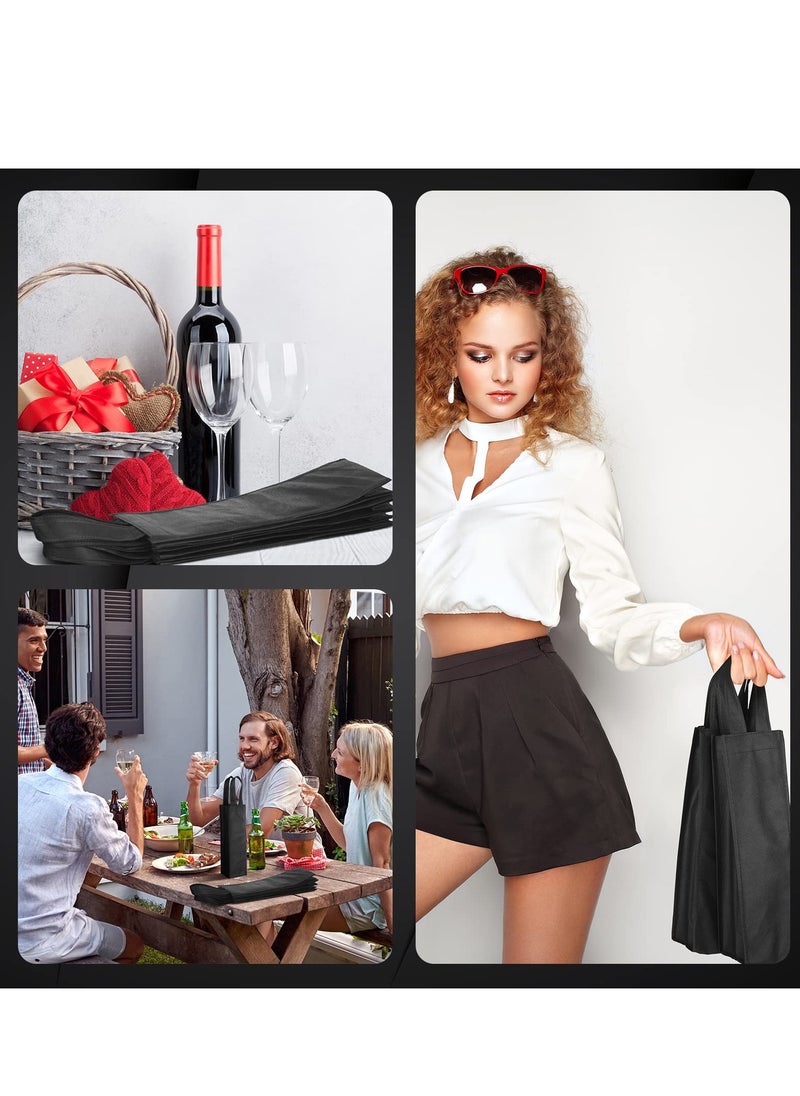 Generic - 23-Pack Black Wine Bottle Gift Bags - Reusable Non-Woven Fabric Tote Bags with Handles - Perfect for Weddings, Birthdays, and Dinner Parties - Bulk Wine Carrier Bags - Image 1