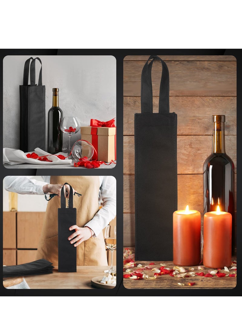 Generic - 23-Pack Black Wine Bottle Gift Bags - Reusable Non-Woven Fabric Tote Bags with Handles - Perfect for Weddings, Birthdays, and Dinner Parties - Bulk Wine Carrier Bags - Image 1