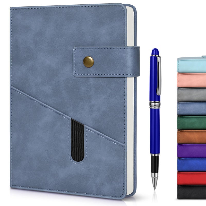 Vfaejll Blue A5 Lined Leather Journal Notebook For Men Women 5.9"" X 8.4"" Personalized Hardcover Journal With Pen 200 Pages 100 Gsm Thick Ruled Paper Daily Diary For Travel Business Work Writing - Image 1