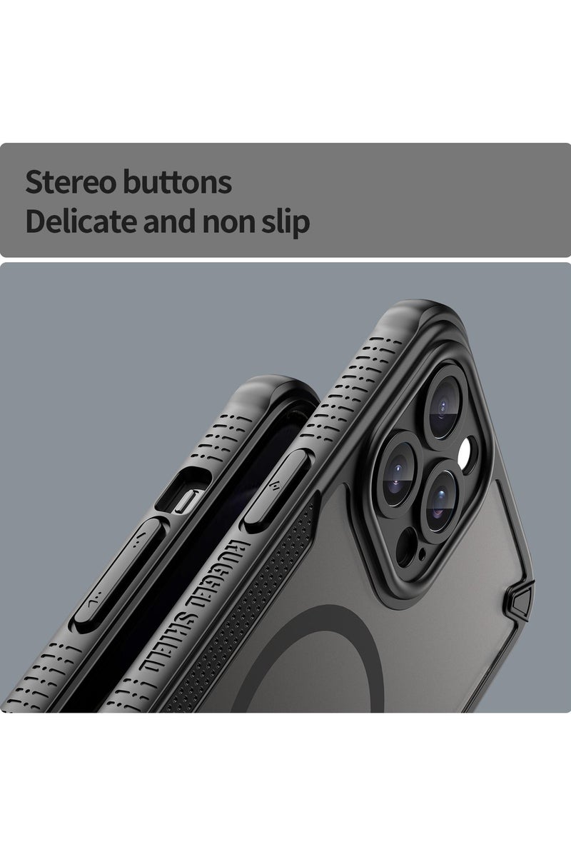 Cover For iPhone 12 Pro Max Armor Glaze MagSafe Magnetic Phone Case Raised edges around the screen and camera lens help prevent scratches - Black - Image 5