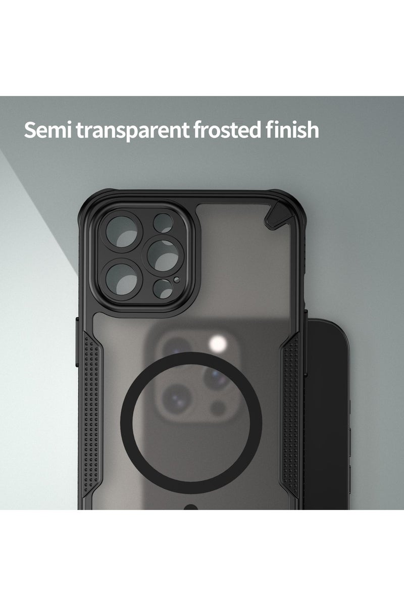 Cover For iPhone 12 Pro Max Armor Glaze MagSafe Magnetic Phone Case Raised edges around the screen and camera lens help prevent scratches - Black - Image 4