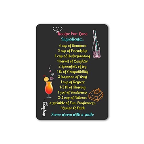 Bhai Please Recipe for Love Wooden Fridge-Refrigerator Magnet (Size:4x3 inches) Multicolour (Pack of 1) - Valentine Couple Wedding for Husband - Wife, Boyfriend-Girlfriend, Him - Her - Image 1