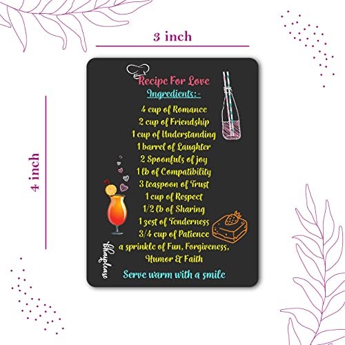 Bhai Please Recipe for Love Wooden Fridge-Refrigerator Magnet (Size:4x3 inches) Multicolour (Pack of 1) - Valentine Couple Wedding for Husband - Wife, Boyfriend-Girlfriend, Him - Her - Image 2