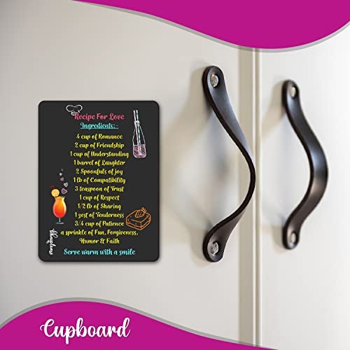 Bhai Please Recipe for Love Wooden Fridge-Refrigerator Magnet (Size:4x3 inches) Multicolour (Pack of 1) - Valentine Couple Wedding for Husband - Wife, Boyfriend-Girlfriend, Him - Her - Image 3