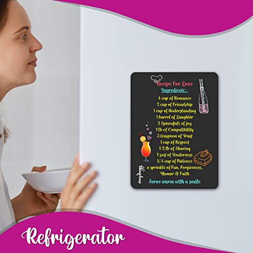 Bhai Please Recipe for Love Wooden Fridge-Refrigerator Magnet (Size:4x3 inches) Multicolour (Pack of 1) - Valentine Couple Wedding for Husband - Wife, Boyfriend-Girlfriend, Him - Her - Image 4