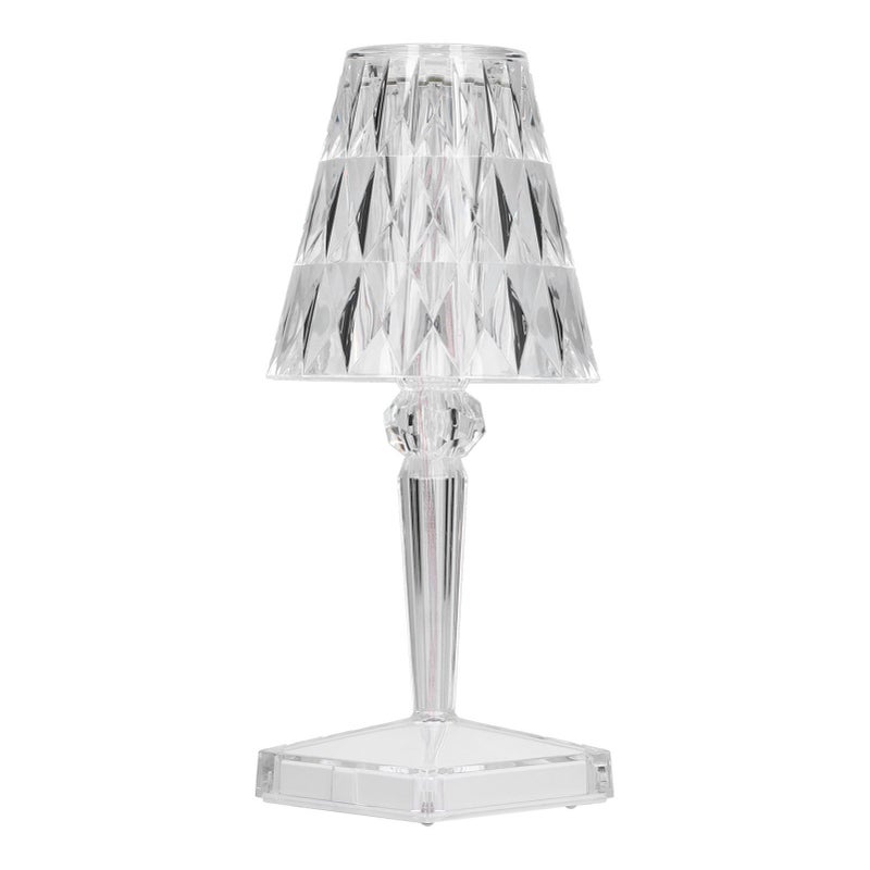 LED Crystal Table Light USB Charging Transparent Prism Dimmable Desk Lamp for Room Decor Warm White - Image 2