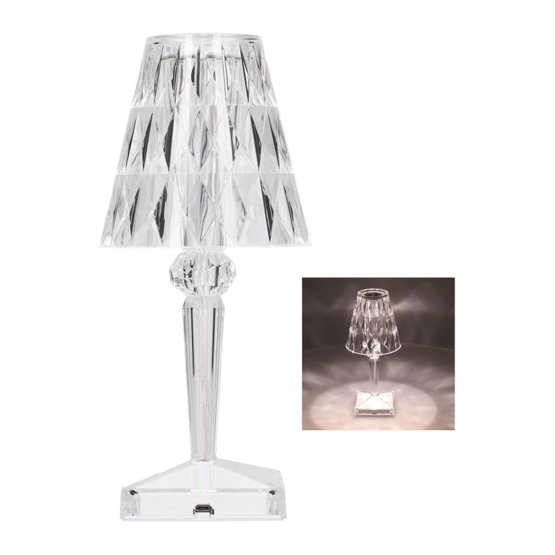 LED Crystal Table Light USB Charging Transparent Prism Dimmable Desk Lamp for Room Decor Warm White - Image 5