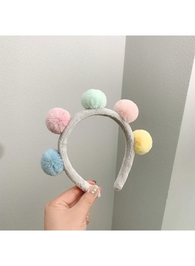 Animal Ear Headbands Gray multicolored ball Halloween Costume Accessories Cute Fancy Headwear for Girls & Women - Image 1