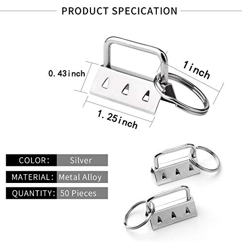 HRLORKC 50 Sets Key Fob Hardware Key Fob Keychain Wristlet with Split Ring 1.25 Inch - Image 2