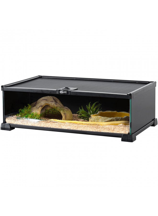 REPTIZOO REPTIZOO Small Reptile Tank 20" x 12" x 6" Glass Reptile Terrarium with Top Feeding Reptile Habitat for Reptile Amphibians Snake Spider  - Image 1